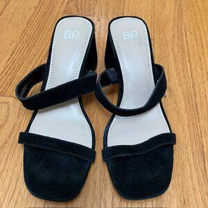 BP. Block heel black suede slide sandal size 5.5